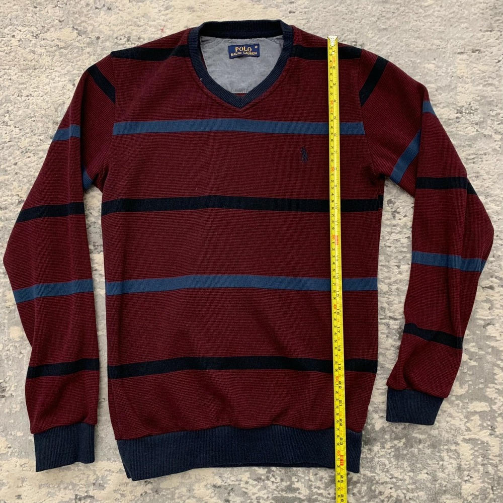 Polo Ralph Lauren Cotton Sweater Pullover Men Medium Purple Striped Preppy